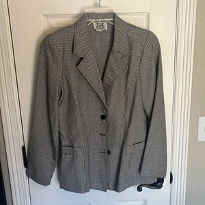 Black and white herringbone blazer